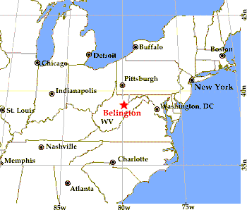 Map: Belington in the Eastern USA